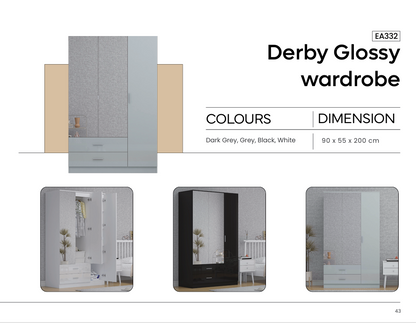 EA332 - Derby Tall 3 Door [ 2 Draws Outside ]