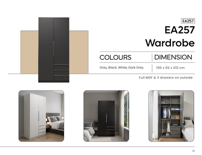 EA257 - Derby Tall 2 Door [ 3 Draws Outside ]