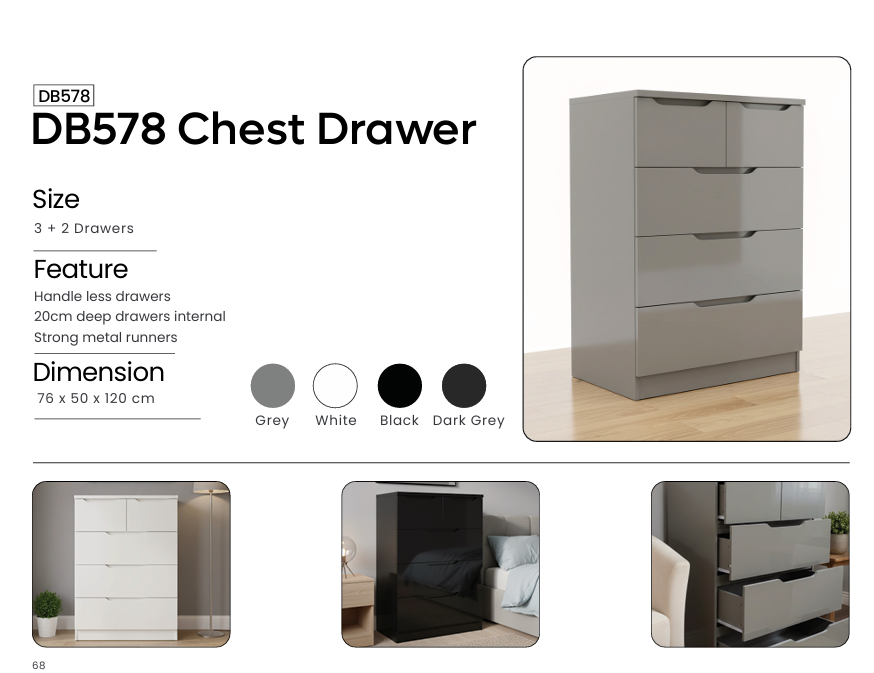 DB578 - Derby Chest Of Drawer - 3+2
