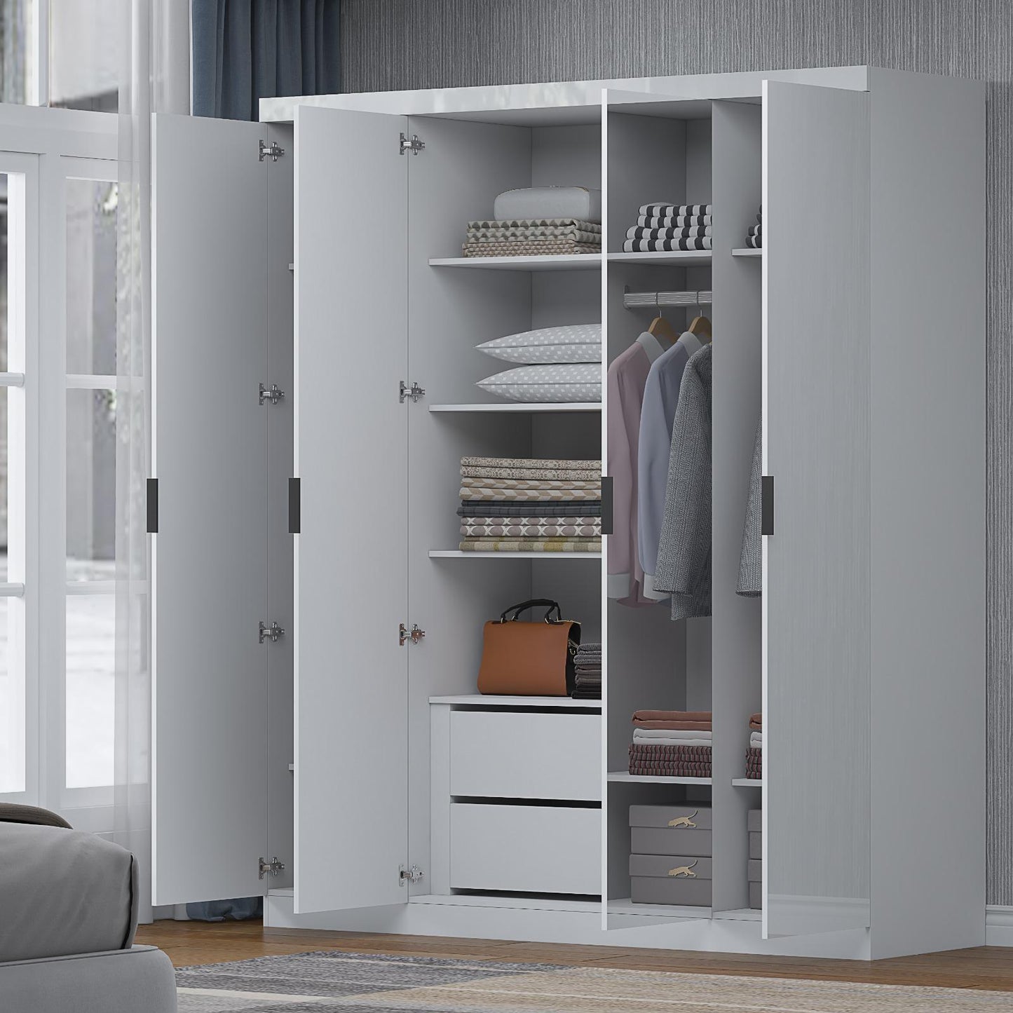 EA425 - Derby Tall 4 Door [ 3 Draws Inside ]